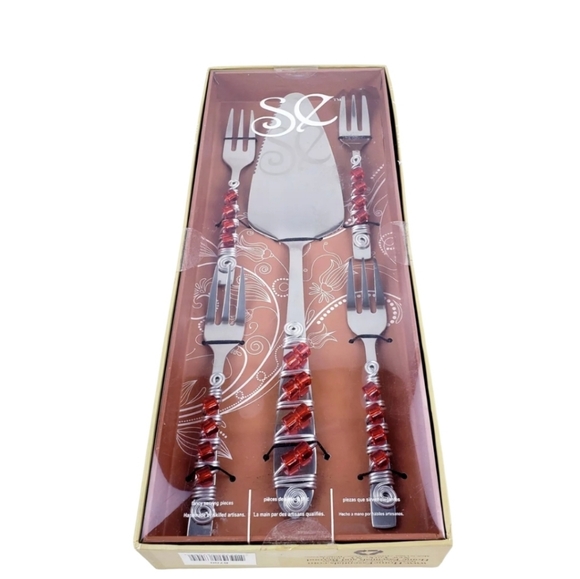 HOME ESSENTIAL 5 Piece Fancy serving Handmade Beaded ~Stainless Steel~ Open box - Picture 4 of 7